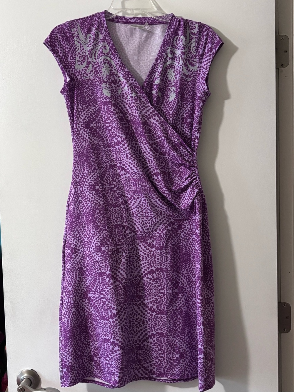 Athleta Purple Patterned Wrap-Style Dress